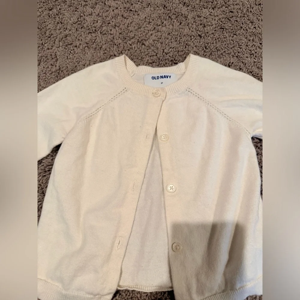 Old Navy Cream Girls' Button Cardigan Jacket